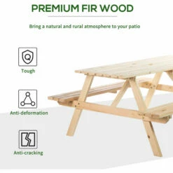 Outsunny 5.8FT Outdoor Wooden Picnic Table Bench Garden Patio Pub Chair 4 Seats 6 Outsunny 5.8FT Outdoor Wooden Picnic Table Bench Garden Patio Pub Chair 4 Seats -Outsunny store 5934802 5