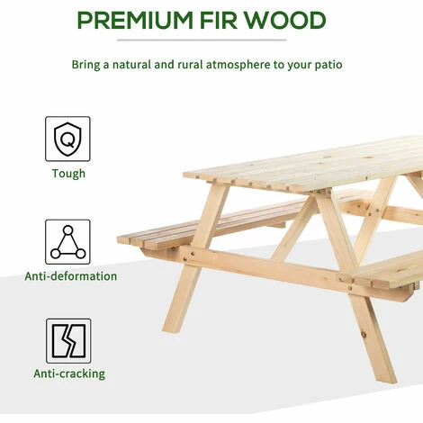 Outsunny 5.8FT Outdoor Wooden Picnic Table Bench Garden Patio Pub Chair 4 Seats Outsunny 5.8FT Outdoor Wooden Picnic Table Bench Garden Patio Pub Chair 4 Seats -Outsunny store 5934802 5