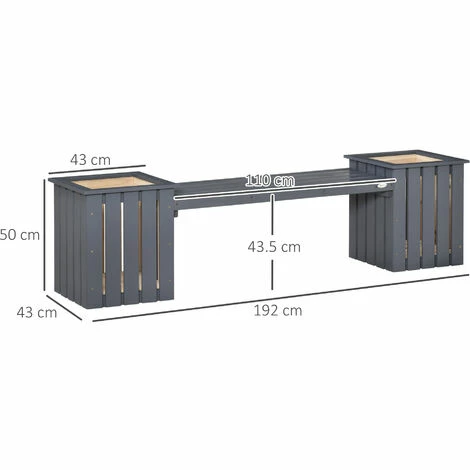 Outsunny Garden Planter & Bench Combination Planter Box Garden Bench Grey Outsunny Garden Planter & Bench Combination Planter Box Garden Bench Grey -Outsunny store 60193737 2