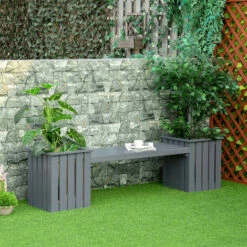 Outsunny Garden Planter & Bench Combination Planter Box Garden Bench Grey 4 Outsunny Garden Planter & Bench Combination Planter Box Garden Bench Grey -Outsunny store 60193737 3