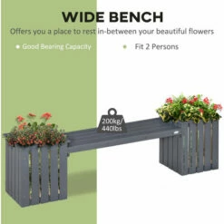Outsunny Garden Planter & Bench Combination Planter Box Garden Bench Grey 5 Outsunny Garden Planter & Bench Combination Planter Box Garden Bench Grey -Outsunny store 60193737 4