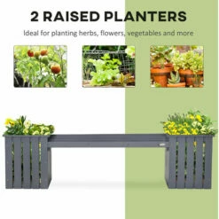 Outsunny Garden Planter & Bench Combination Planter Box Garden Bench Grey 6 Outsunny Garden Planter & Bench Combination Planter Box Garden Bench Grey -Outsunny store 60193737 5