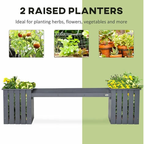 Outsunny Garden Planter & Bench Combination Planter Box Garden Bench Grey Outsunny Garden Planter & Bench Combination Planter Box Garden Bench Grey -Outsunny store 60193737 5