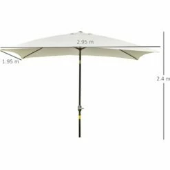 Outsunny 3x2m Patio Parasol Canopy Tilt Crank 6 Ribs Sun Shade Garden White -Outsunny store 6429796 2