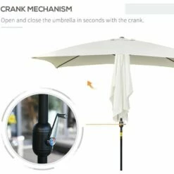 Outsunny 3x2m Patio Parasol Canopy Tilt Crank 6 Ribs Sun Shade Garden White -Outsunny store 6429796 5