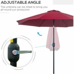 Outsunny 2.7M Patio Umbrella Outdoor Sunshade Canopy W/ Tilt And Crank Wine Red -Outsunny store 6429800 4