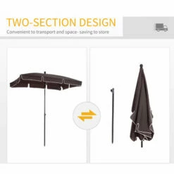 Outsunny Aluminium Sun Umbrella Parasol Patio Rectangular 2M X 1.3M Brown -Outsunny store 6429803 5