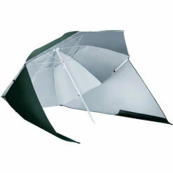 Outsunny Beach Umbrella Sun Shelter 2 In 1 Umbrella UV Protection Steel Green