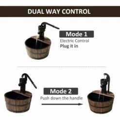 Outsunny Barrel Water Fountain Garden Decorative Water Feature W/ Electric Pump -Outsunny store 6653136 4