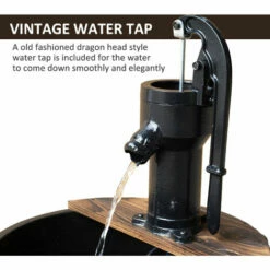 Outsunny Barrel Water Fountain Garden Decorative Water Feature W/ Electric Pump -Outsunny store 6653136 5