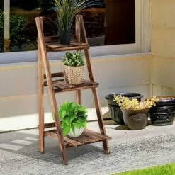 Outsunny 3-Tier Folding Wooden Flower Stand Plant Display For Garden Patio 4 Outsunny 3-Tier Folding Wooden Flower Stand Plant Display For Garden Patio -Outsunny store 6653138 3