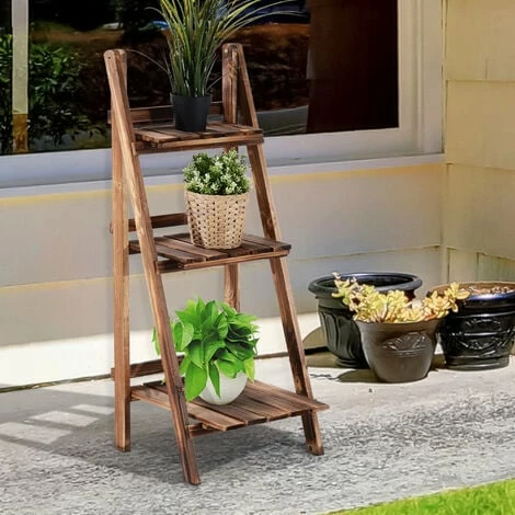 Outsunny 3-Tier Folding Wooden Flower Stand Plant Display for Garden Patio Outsunny 3-Tier Folding Wooden Flower Stand Plant Display For Garden Patio -Outsunny store 6653138 3