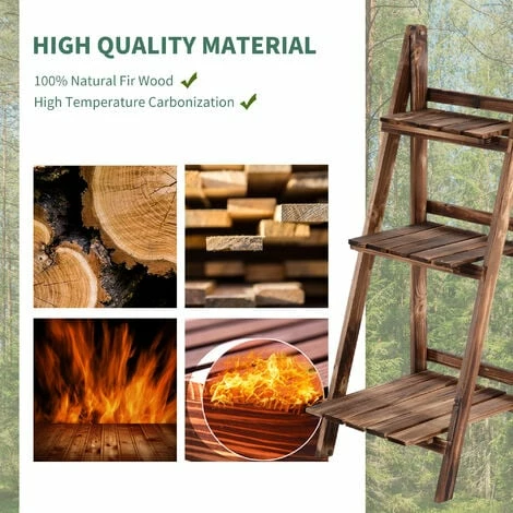 Outsunny 3-Tier Folding Wooden Flower Stand Plant Display for Garden Patio Outsunny 3-Tier Folding Wooden Flower Stand Plant Display For Garden Patio -Outsunny store 6653138 4