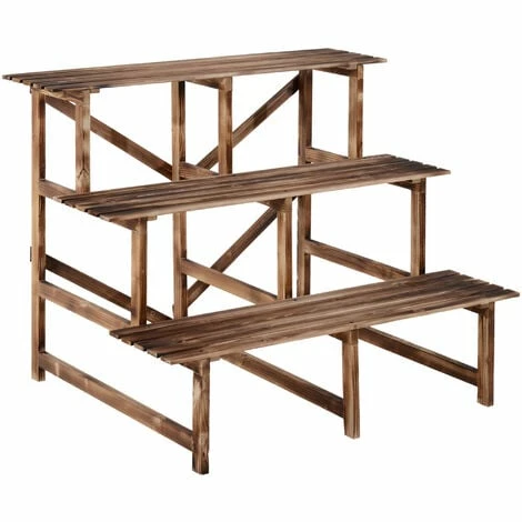 Outsunny Flower Stand Plant Display 3-Tier Holder Wood Garden Patio 100x80x80cm Outsunny Flower Stand Plant Display 3-Tier Holder Wood Garden Patio 100x80x80cm -Outsunny store 6653139 1