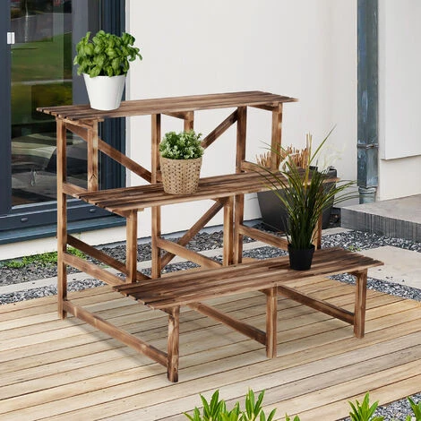 Outsunny Flower Stand Plant Display 3-Tier Holder Wood Garden Patio 100x80x80cm Outsunny Flower Stand Plant Display 3-Tier Holder Wood Garden Patio 100x80x80cm -Outsunny store 6653139 3