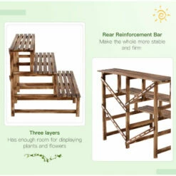 Outsunny Flower Stand Plant Display 3-Tier Holder Wood Garden Patio 100x80x80cm 6 Outsunny Flower Stand Plant Display 3-Tier Holder Wood Garden Patio 100x80x80cm -Outsunny store 6653139 5