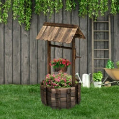 Outsunny Wishing Well Planter Bucket Home Decoration Garden Outdoor Backyard 4 Outsunny Wishing Well Planter Bucket Home Decoration Garden Outdoor Backyard -Outsunny store 6653141 3