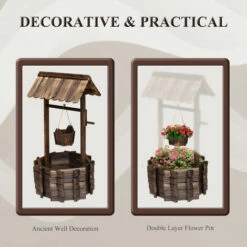 Outsunny Wishing Well Planter Bucket Home Decoration Garden Outdoor Backyard 5 Outsunny Wishing Well Planter Bucket Home Decoration Garden Outdoor Backyard -Outsunny store 6653141 4