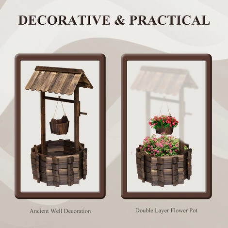 Outsunny Wishing Well Planter Bucket Home Decoration Garden Outdoor Backyard Outsunny Wishing Well Planter Bucket Home Decoration Garden Outdoor Backyard -Outsunny store 6653141 4