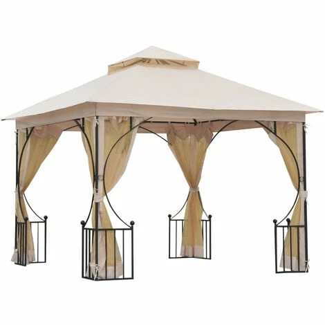 Outsunny Gazebo Party Tent Canopy Sun Shade for Patio Garden Beige 3x3(m) Outsunny Gazebo Party Tent Canopy Sun Shade For Patio Garden Beige 3x3(m) -Outsunny store 6653148 1