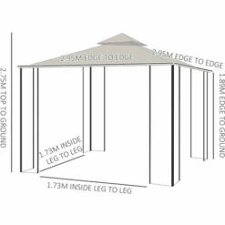 Outsunny Gazebo Party Tent Canopy Sun Shade For Patio Garden Beige 3x3(m) 3 Outsunny Gazebo Party Tent Canopy Sun Shade For Patio Garden Beige 3x3(m) -Outsunny store 6653148 2