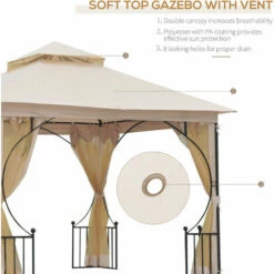 Outsunny Gazebo Party Tent Canopy Sun Shade For Patio Garden Beige 3x3(m) 5 Outsunny Gazebo Party Tent Canopy Sun Shade For Patio Garden Beige 3x3(m) -Outsunny store 6653148 4