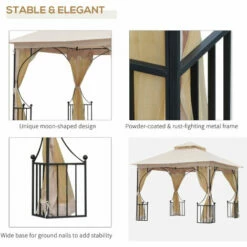Outsunny Gazebo Party Tent Canopy Sun Shade For Patio Garden Beige 3x3(m) 6 Outsunny Gazebo Party Tent Canopy Sun Shade For Patio Garden Beige 3x3(m) -Outsunny store 6653148 5