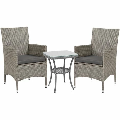 Outsunny Rattan Bistro Set Garden Chair Table Patio Outdoor Cushion Conservatory 3 Outsunny Rattan Bistro Set Garden Chair Table Patio Outdoor Cushion Conservatory