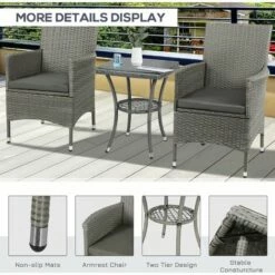Outsunny Rattan Bistro Set Garden Chair Table Patio Outdoor Cushion Conservatory 11 Outsunny Rattan Bistro Set Garden Chair Table Patio Outdoor Cushion Conservatory -Outsunny store 6653174 5