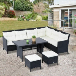Outsunny 6 Pieces Sofa Set Furniture Rattan Cushion Seat Wicker Black Garden 4 Outsunny 6 Pieces Sofa Set Furniture Rattan Cushion Seat Wicker Black Garden -Outsunny store 6653178 3