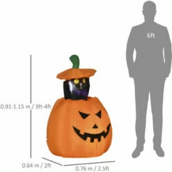 Alternative view of Outsunny 4' Inflatable Halloween Pumpkin Outdoor Decoration Waterproof LED Light