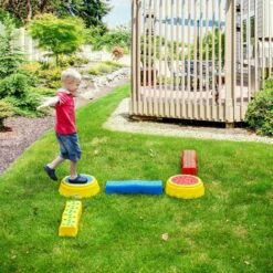 Outsunny 5 PCS Kids Stepping Stones Balance Beam W/ Non-Slip Surface And Bottom -Outsunny store 67528355 3