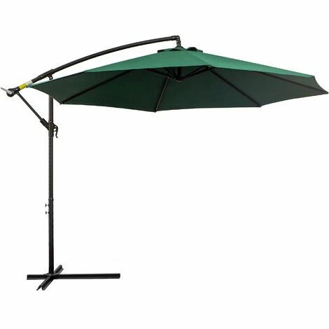 Outsunny 3m Garden Banana Parasol Cantilever Umbrella w/Crank& Base, Dark Green Outsunny 3m Garden Banana Parasol Cantilever Umbrella W/Crank& Base, Dark Green -Outsunny store 6760222 1