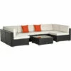 Outsunny 7PC Rattan Furniture Sectional Sofa Set Coffee Table Buckle Structure -Outsunny store 6760226 1