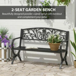 Outsunny 2 Seater Garden Bench Patio Vintage Loveseat Outdoor Decorative Seat -Outsunny store 6760229 4