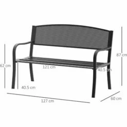 Outsunny 2 Seater Metal Bench Patio Park Loveseat Garden Chair Outdoor Seating -Outsunny store 6760230 2