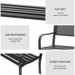Outsunny 2 Seater Metal Bench Patio Park Loveseat Garden Chair Outdoor Seating -Outsunny store 6760230 5