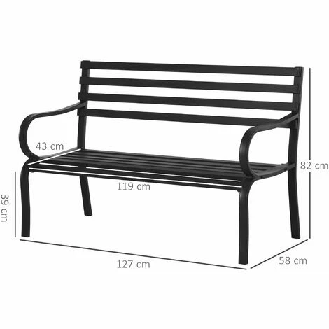 Outsunny 2 Seater Bench Garden Furniture Outdoor Metal Loveseat Seat Patio Chair 4 Outsunny 2 Seater Bench Garden Furniture Outdoor Metal Loveseat Seat Patio Chair - Image 2