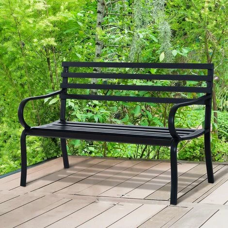 Outsunny 2 Seater Bench Garden Furniture Outdoor Metal Loveseat Seat Patio Chair 5 Outsunny 2 Seater Bench Garden Furniture Outdoor Metal Loveseat Seat Patio Chair - Image 3