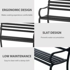 Outsunny 2 Seater Bench Garden Furniture Outdoor Metal Loveseat Seat Patio Chair 11 Outsunny 2 Seater Bench Garden Furniture Outdoor Metal Loveseat Seat Patio Chair -Outsunny store 6760231 5