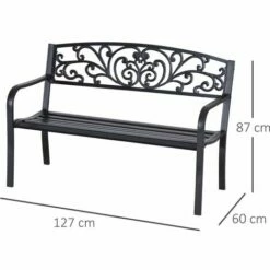 Outsunny Metal Garden Bench 2 Seater Porch Patio Park Chair Seat Outdoor Relax -Outsunny store 6760232 2