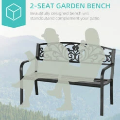 Outsunny Metal Garden Bench 2 Seater Porch Patio Park Chair Seat Outdoor Relax -Outsunny store 6760232 4