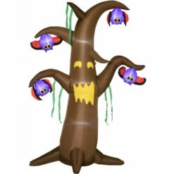 Outsunny 8' Inflatable Halloween Ghost Tree W/ Upside-down Bats For Lawn Party