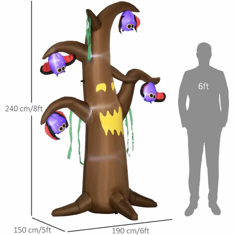 Outsunny 8' Inflatable Halloween Ghost Tree W/ Upside-down Bats For Lawn Party 4 Outsunny 8' Inflatable Halloween Ghost Tree W/ Upside-down Bats For Lawn Party - Image 2