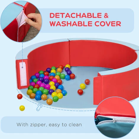 Outsunny Ball Pit Pool W/ Removable & Washable Cover, 100 Colourful Balls, 6 Outsunny Ball Pit Pool W/ Removable & Washable Cover, 100 Colourful Balls, - Image 4