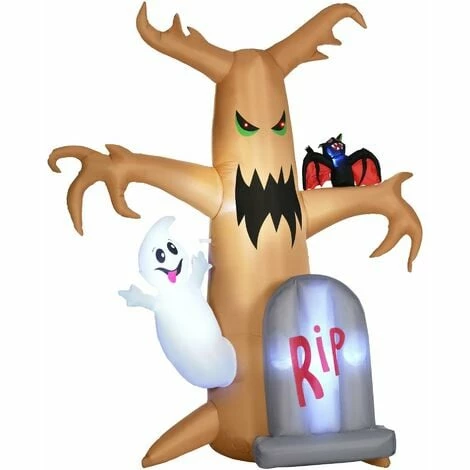 Outsunny 8' Inflatable Halloween Ghost Tree W/ White Ghost And Tombstone LED 3 Outsunny 8' Inflatable Halloween Ghost Tree W/ White Ghost And Tombstone LED
