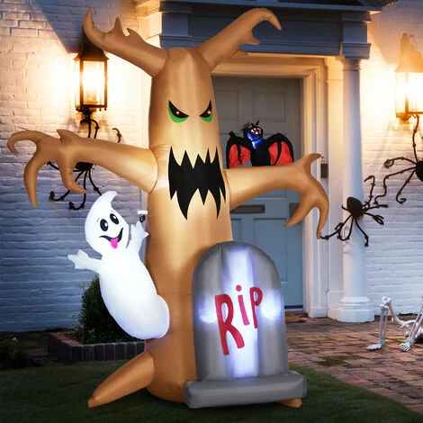 Outsunny 8' Inflatable Halloween Ghost Tree W/ White Ghost And Tombstone LED 5 Outsunny 8' Inflatable Halloween Ghost Tree W/ White Ghost And Tombstone LED - Image 3