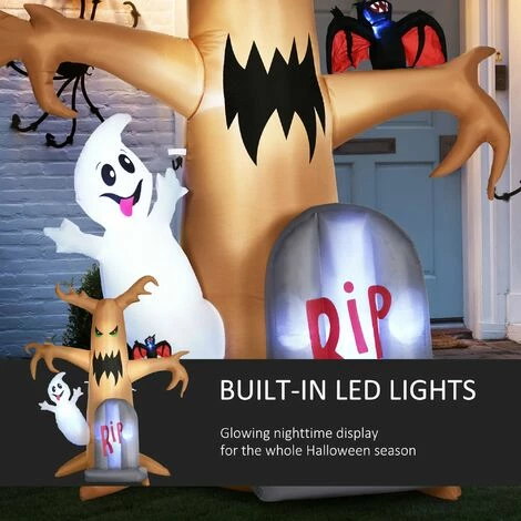 Outsunny 8' Inflatable Halloween Ghost Tree W/ White Ghost And Tombstone LED 6 Outsunny 8' Inflatable Halloween Ghost Tree W/ White Ghost And Tombstone LED - Image 4