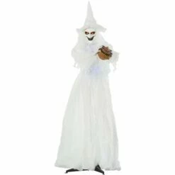 Outsunny 72" Witch Halloween Decoration W/ Motion Activated Light Up Eyes Body