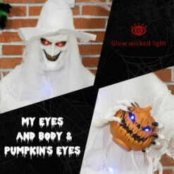 Outsunny 72" Witch Halloween Decoration W/ Motion Activated Light Up Eyes Body 10 Outsunny 72" Witch Halloween Decoration W/ Motion Activated Light Up Eyes Body -Outsunny store 68960352 4